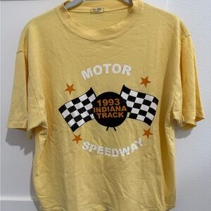 Brandy Melville Yellow and Black Racing Tee